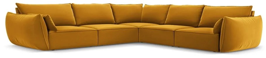 Mustársárga bársony sarokkanapé Vanda – Mazzini Sofas