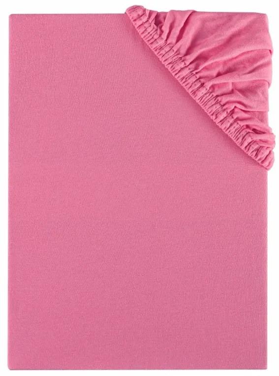 EMI rózsaszín 100% pamutjersey gumis lepedő, 90x200-as lap