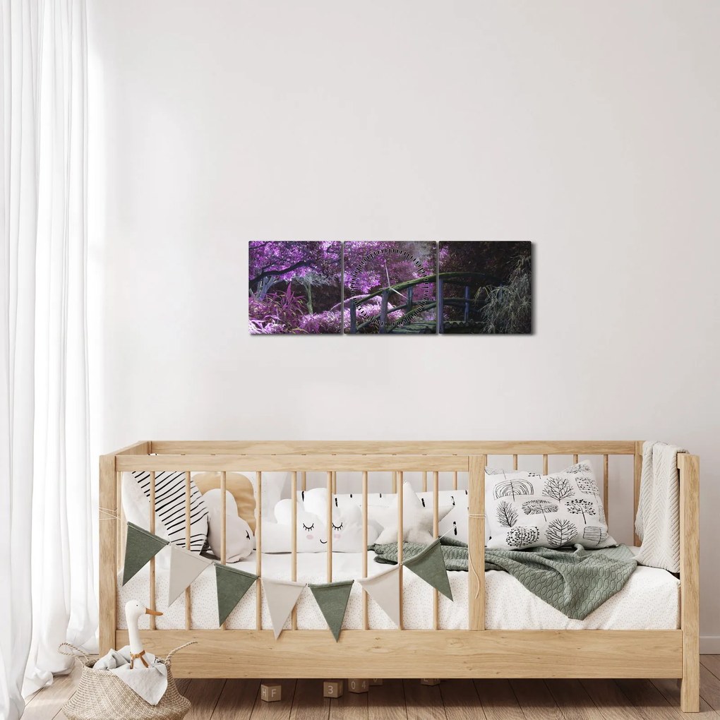 A lila kert képe (órával) (90x30 cm)