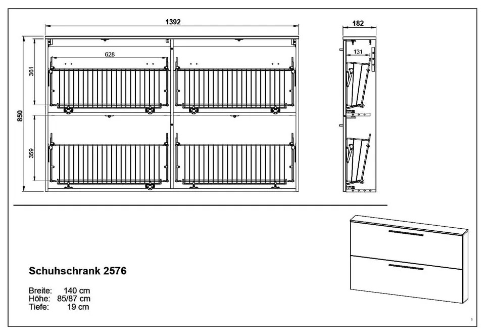 Szürkésbézs függő cipőtartó billenő fiókokkal Utah - Germania