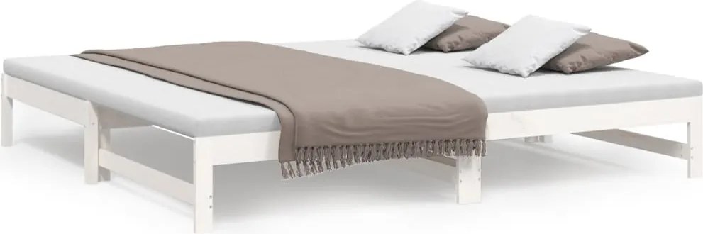 vidaXL fehér tömör fenyőfa kihúzható kanapéágy 2 x (90 x 200) cm