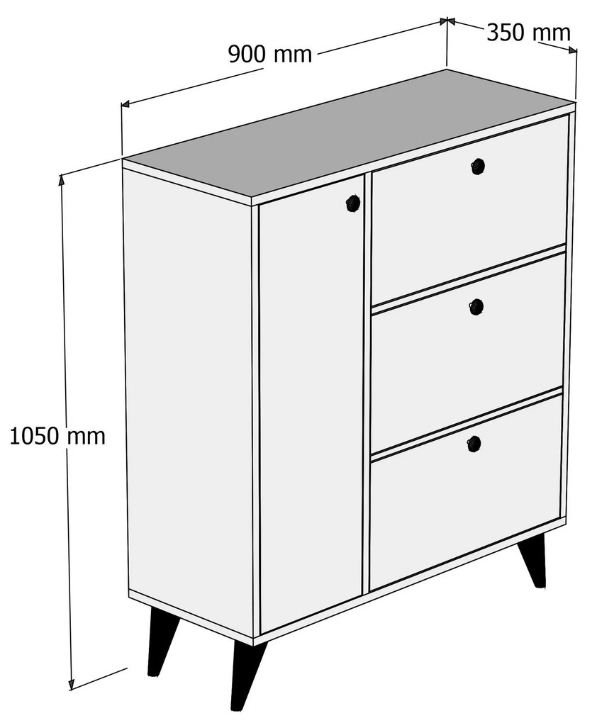 Cipősszekrény Bellia (tölgy + fehér + sárga + antracit). 1072540