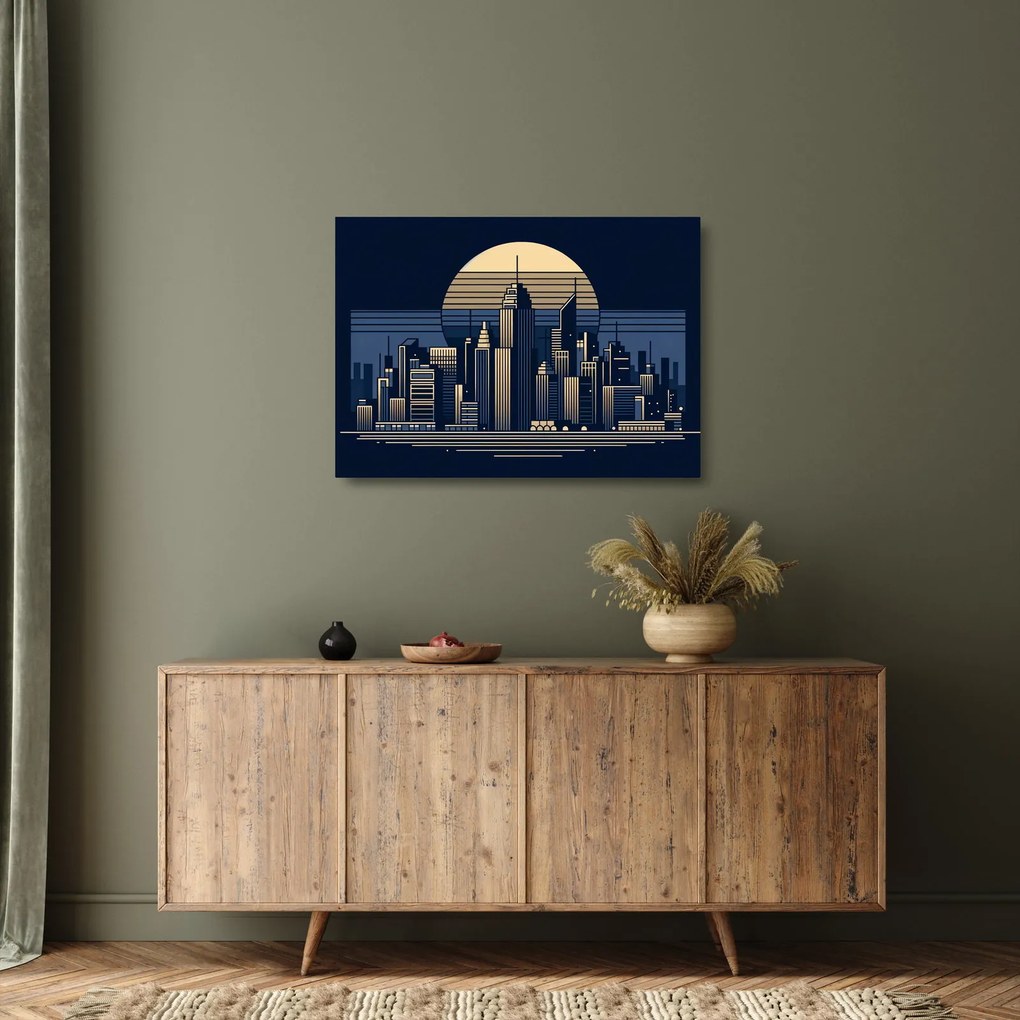 Üveg kép – Geometrikus város (70x50 cm)