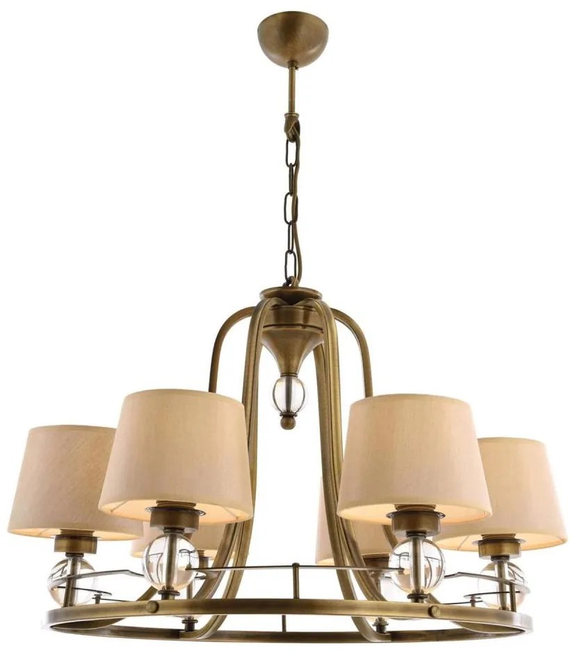 NARA láncos csillár 6xE27/40W/230V, sárgaréz