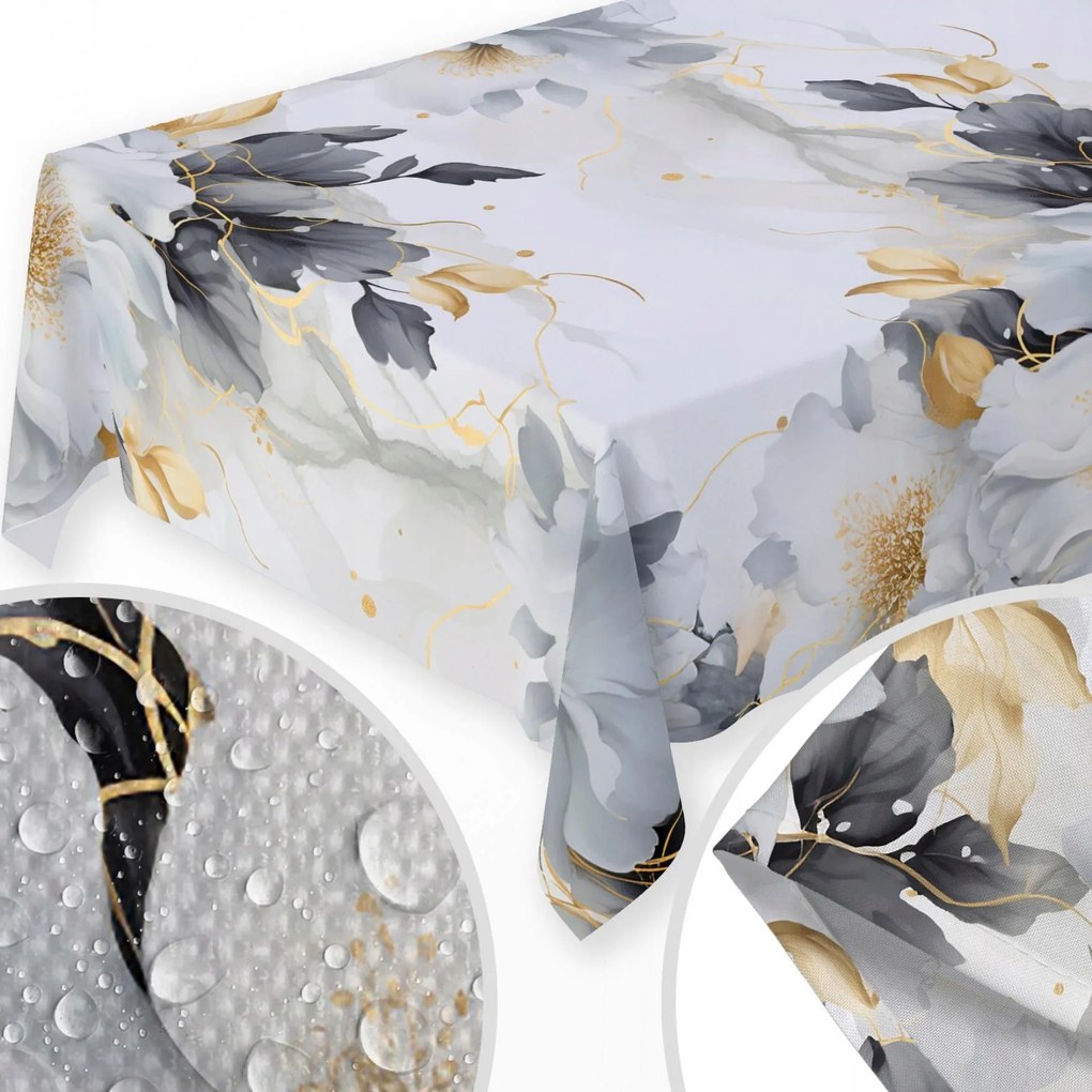 Abrosz Foltálló 140x200 CM Asztalra Sima Matt Vastag Fehér Virágok 225