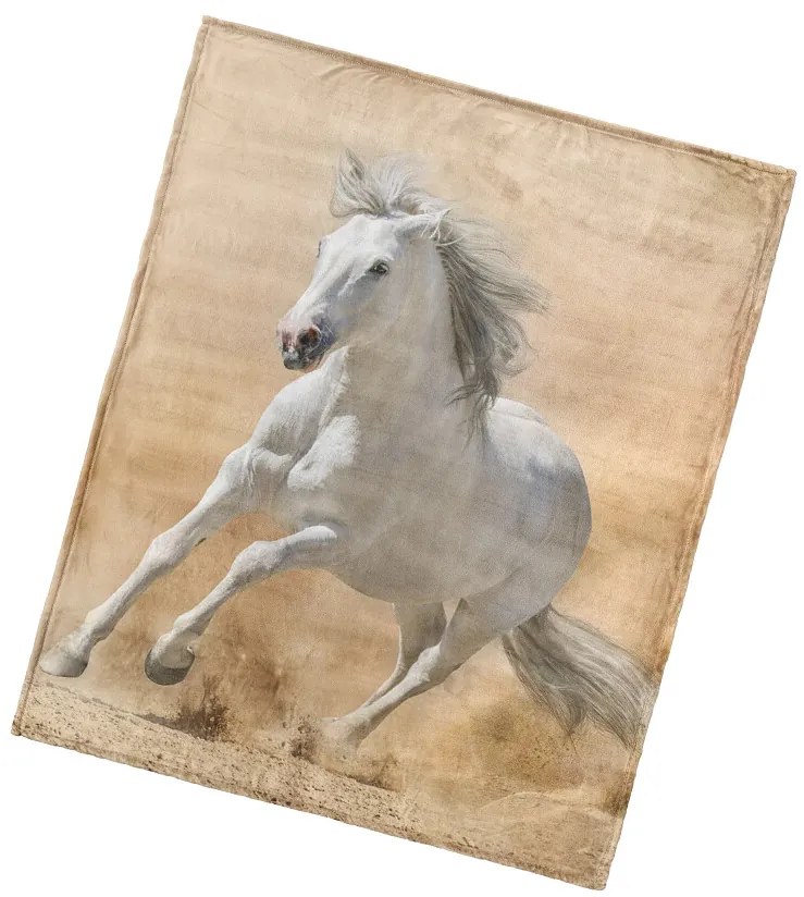 BedTex Mikropoliész takaró Fehér ló, 130 x 160 cm