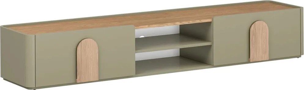 Amilio TV-szekrény 220 cm fiókkal - eukaliptusz / baltic dune tölgy / natúr tölgy fogantyú