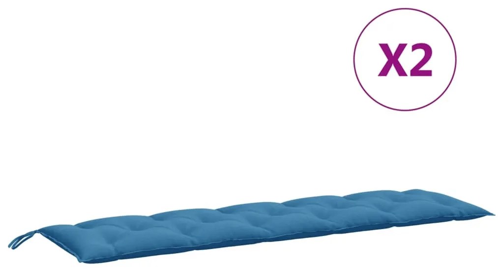 2 db melange kék szövet kerti padpárna 180 x 50 x 7 cm