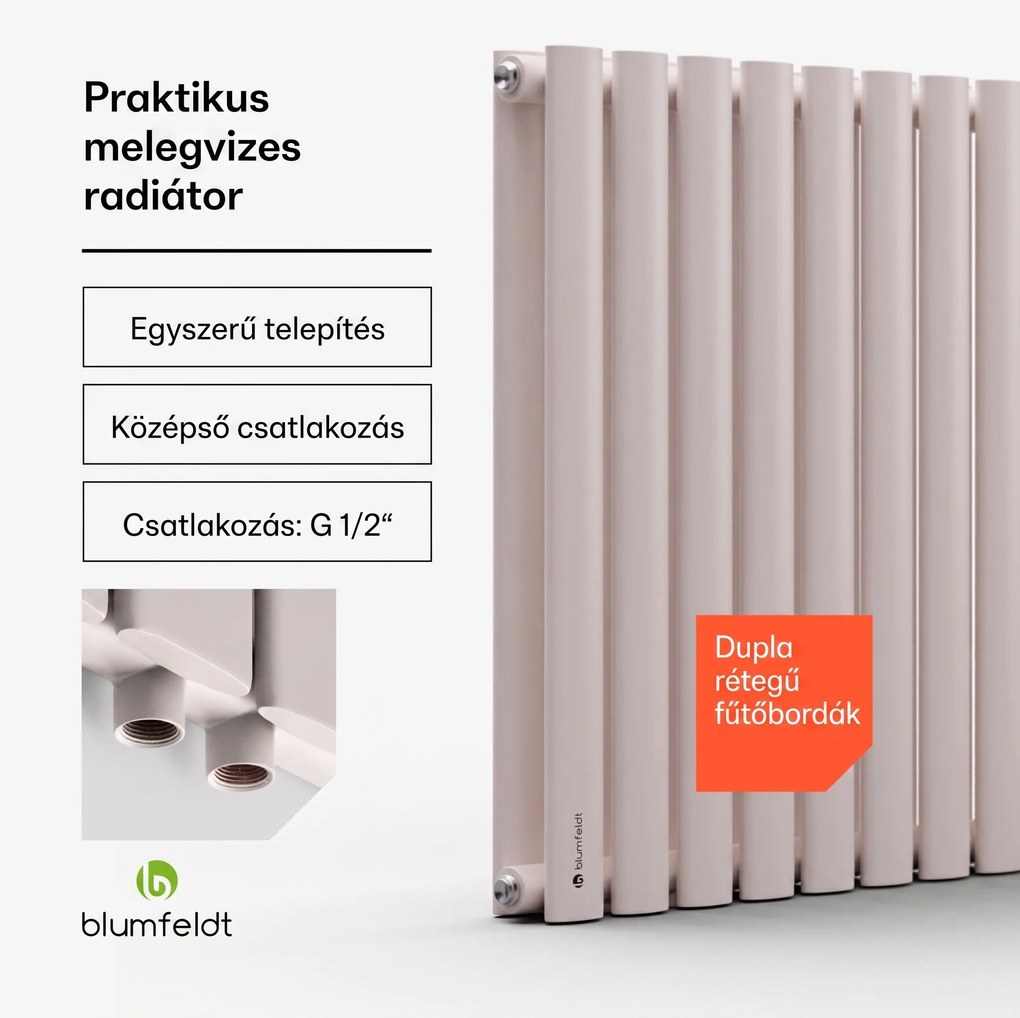 Blumfeldt Tallheo, 100 x 60, radiátor, csőradiátor, 1445 W, melegvizes, 1/2