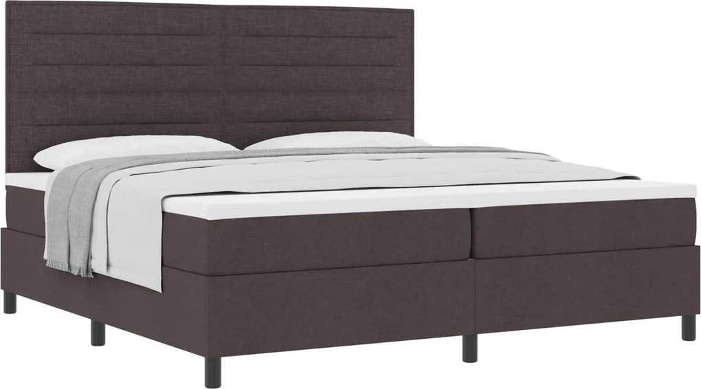 vidaXL Boxrugós ágy matracmal Sötét Barna 200 x 200 cm szövet