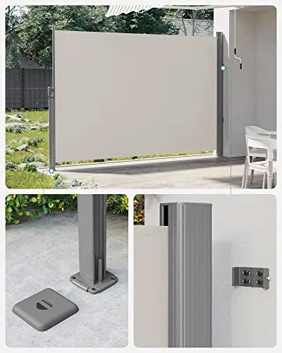 Oldalsó napellenző, kihúzható, 200 × 400 cm, bézs