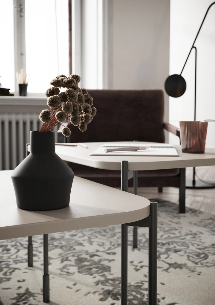 Sonatia dohányzóasztal 60 cm, téglalap alakú, fém lábakkal - kasmír