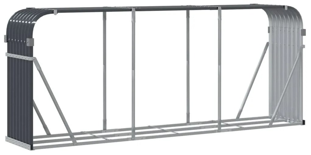 antracit színű horganyzott acél fatörzstartó 234 x 45 x 100 cm