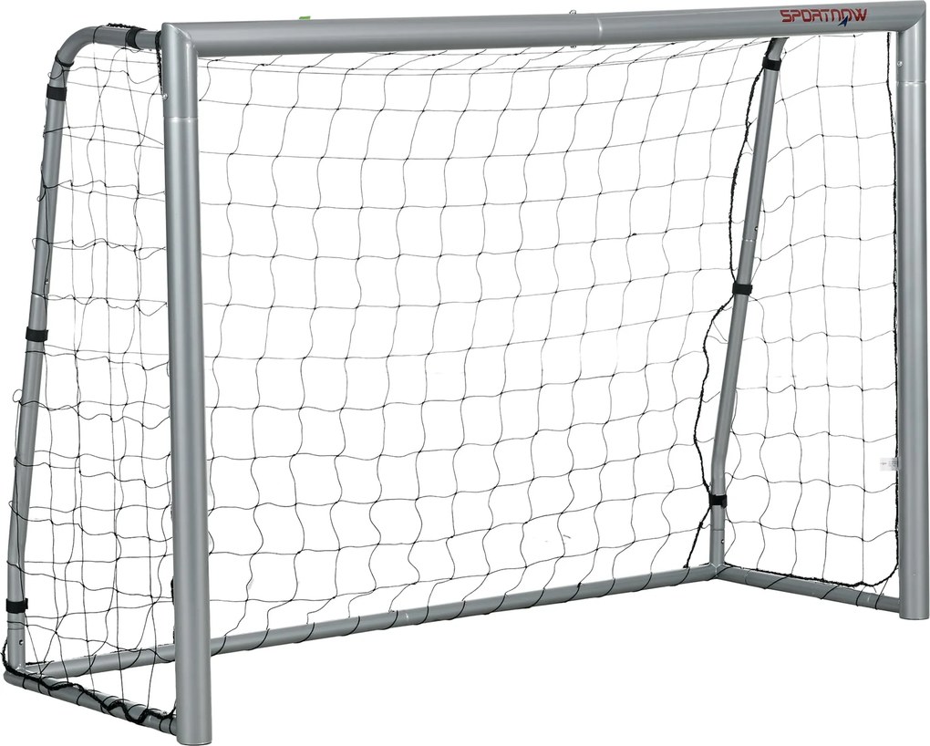 SPORTNOW Foci Kapu 180x120x60 cm Csavarokkal és Cölöpökkel, Szürke Foci Háló PE és Fém Anyagból | Aosom