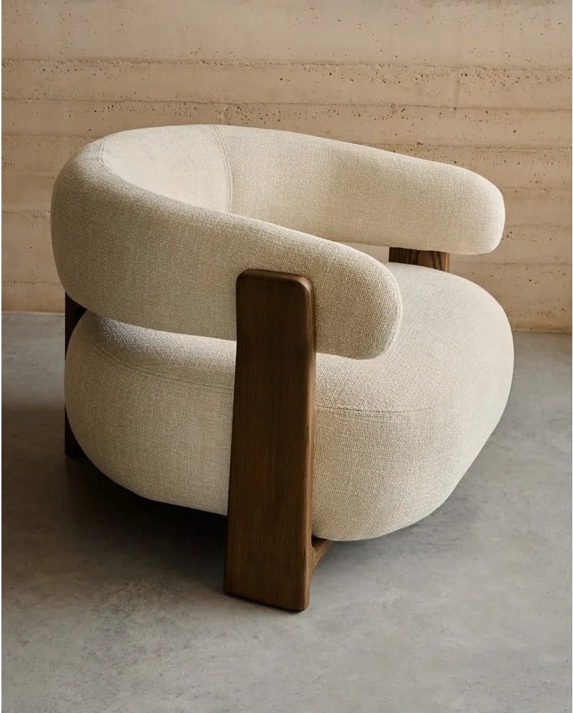 Bézs zsenília fotel Granite – Kave Home