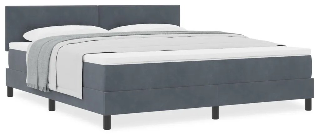 Boxspring Ágy Matraccal Sötétszürke Szuper King Bársony