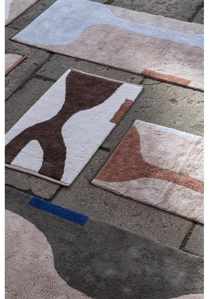 Fehér-barna mosható pamut szőnyeg 50x80 cm Figura – Mette Ditmer Denmark