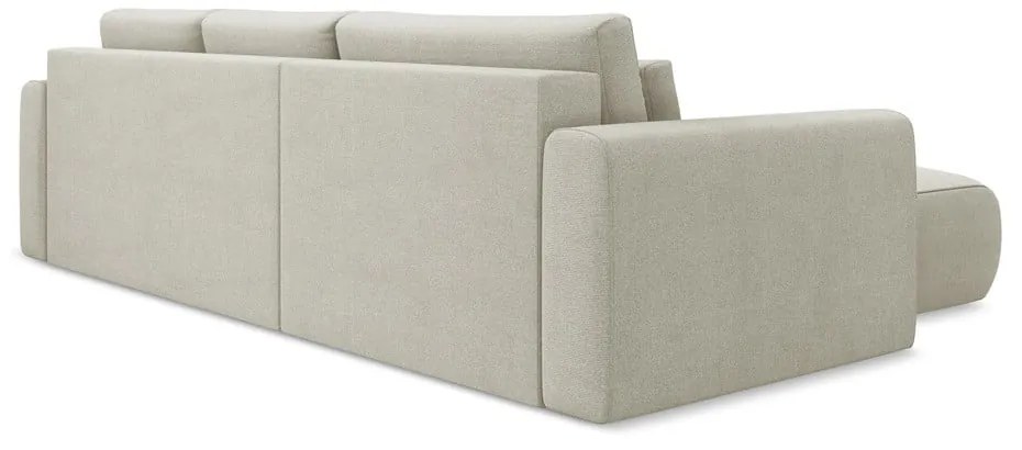 Bézs kinyitható-tárolóhelyes sarokkanapé (bal oldali-heverő résszel) Kapua – Makamii