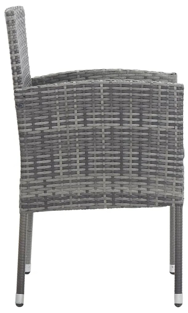 2 db szürke polyrattan kerti szék sötétszürke párnákkal