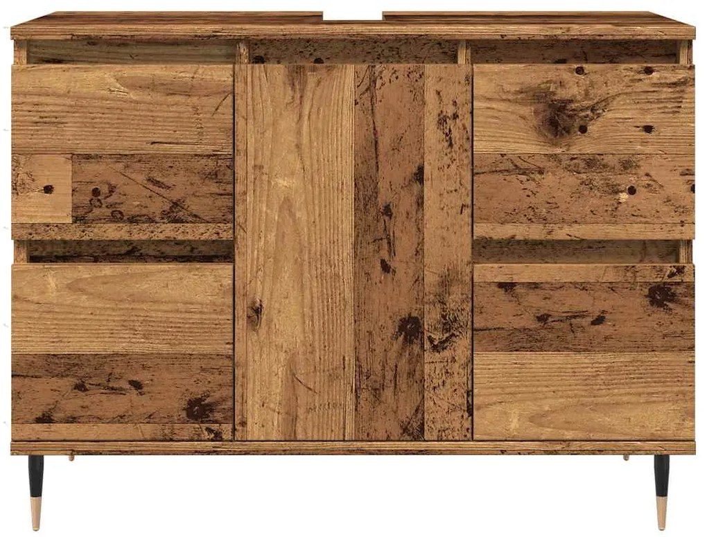 Antik fa színű szerelt fa mosdószekrény 80 x 33 x 60 cm