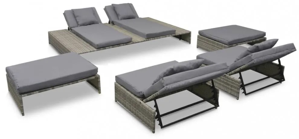 15 részes szürke kültéri polyrattan pihenőszett