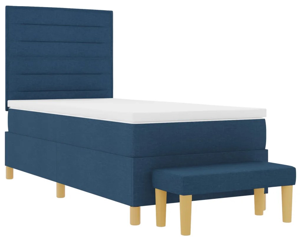 Box Spring Ágy Matraccal és Pad Kék 100x200 cm Szövet