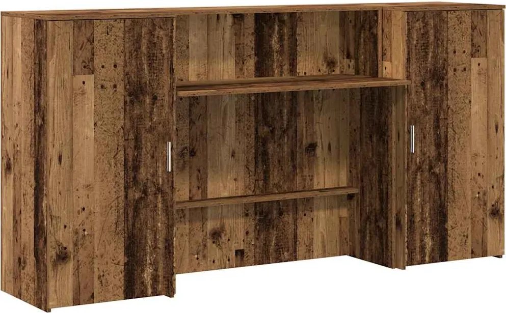 vidaXL recepciós pult antik fa 200x50x103,5 cm szerelt fa