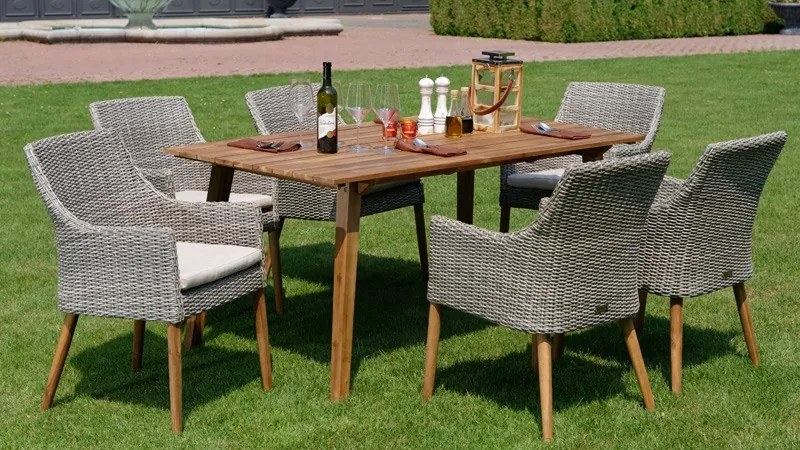 Copenhagen Faro grey-wash rattan 6 asztali szett