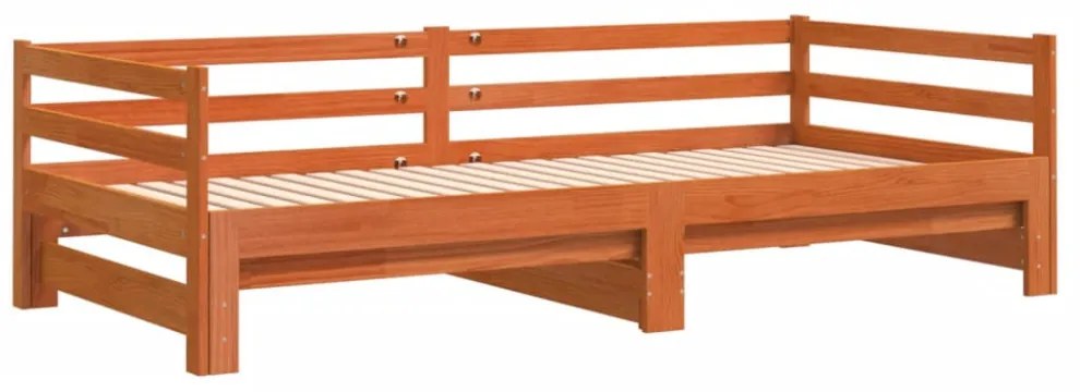 viaszbarna tömör fenyőfa kihúzható kanapéágy 80 x 200 cm
