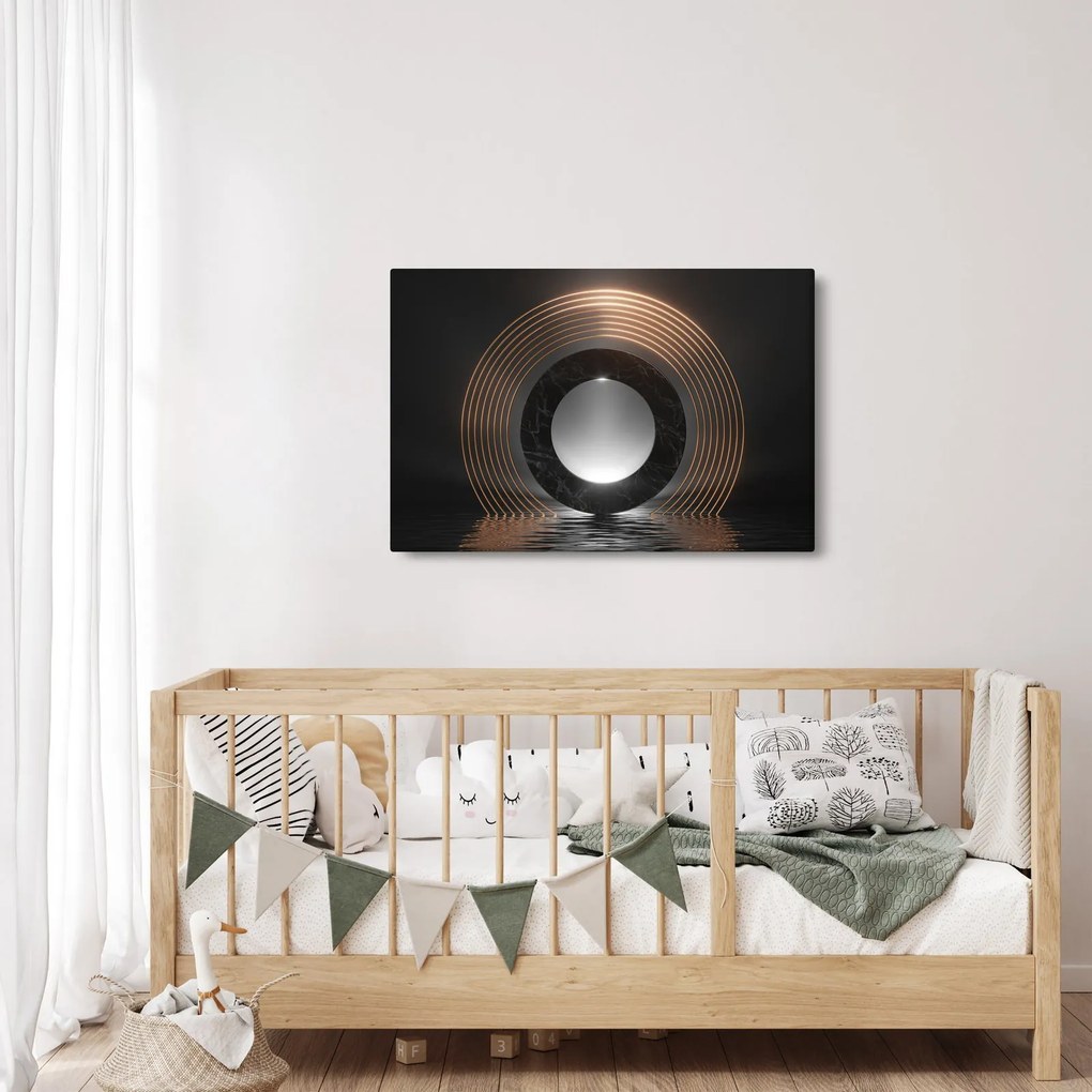 Kép - absztrakció, hold a víz felett (90x60 cm)
