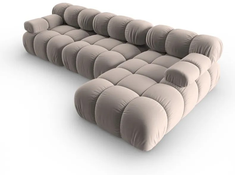 Világosbarna bársony moduláris sarokkanapé (jobb oldali) Bellis – Micadoni