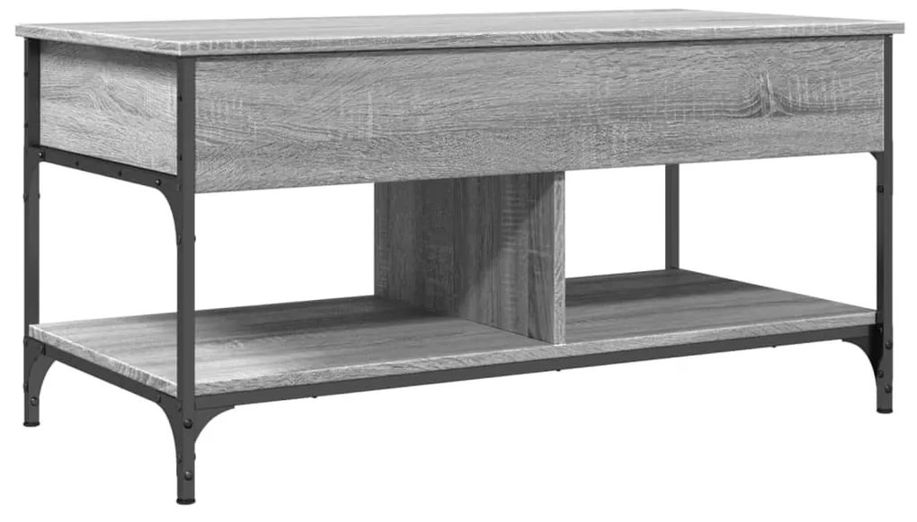 Szürke sonoma szerelt fa és fém dohányzóasztal 100 x 50 x 50 cm