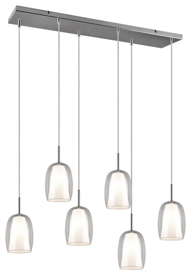 Ezüstszínű függőlámpa üveg búrával Barret – Trio Select