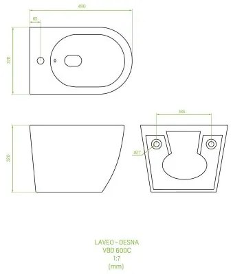 Laveo Desna, fali bidé 490x370x320 mm, fehér, LAV-VBD_600C