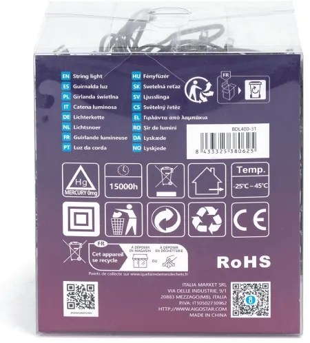 Aigostar - LED kültéri karácsonyi fényfüzér 400 LED/8 funkció 23 m IP44 meleg fehér