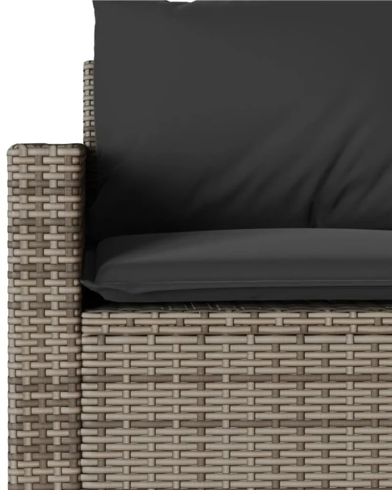 vidaXL 3 személyes szürke polyrattan kerti kanapé párnával