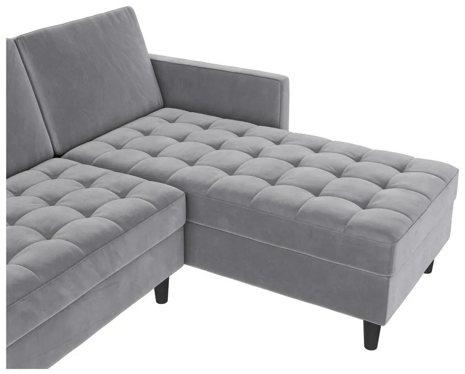 Világosszürke bársony sarokkanapé Presley – Støraa