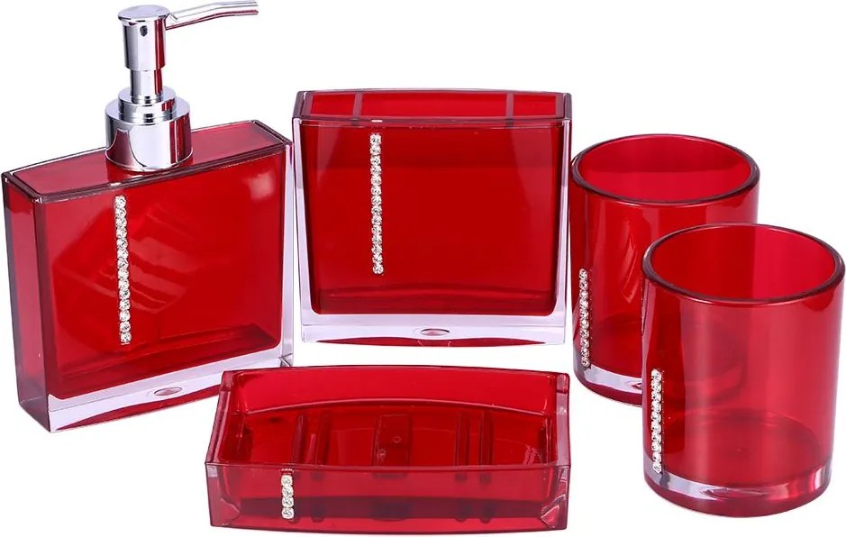 Fürdőszoba Szett Piros Akcesoria Fürdőszoba