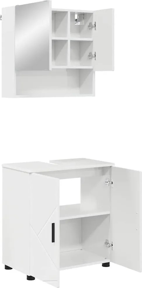 vidaXL Fürdőszoba bútor szett 2 pcs Magas Fényű Fehér Faanyag & Fém