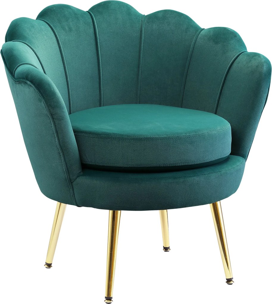 HOMCOM Shell Fotel, Vintage Fotel, Hálószobai és Nappali Fotel, Elegáns Design, Magas Támlával, 76x67x74cm, Sötét Zöld | Aosom