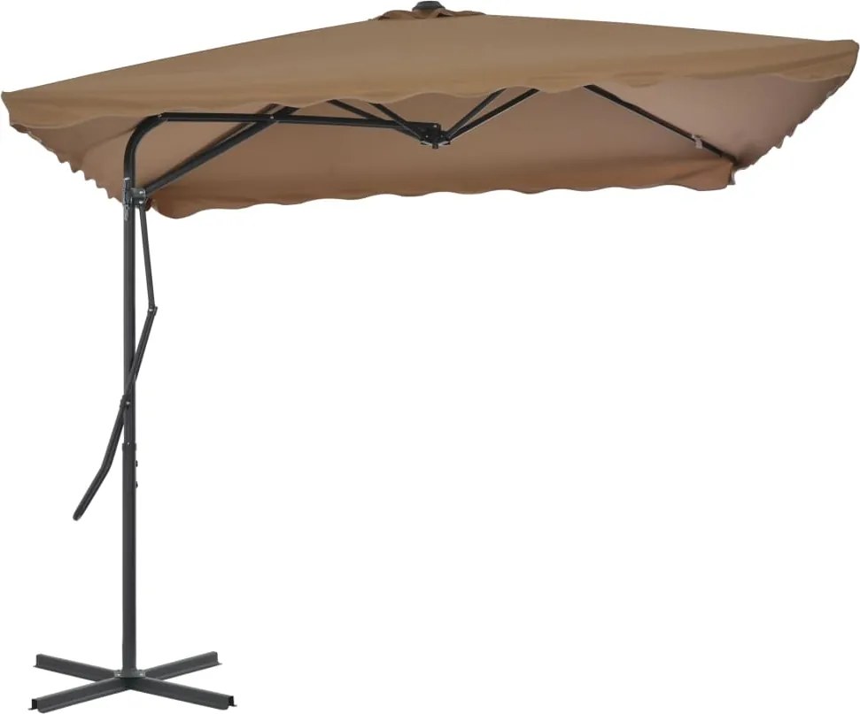 vidaXL tópszínű kültéri napernyő acélrúddal 250 x 250 cm