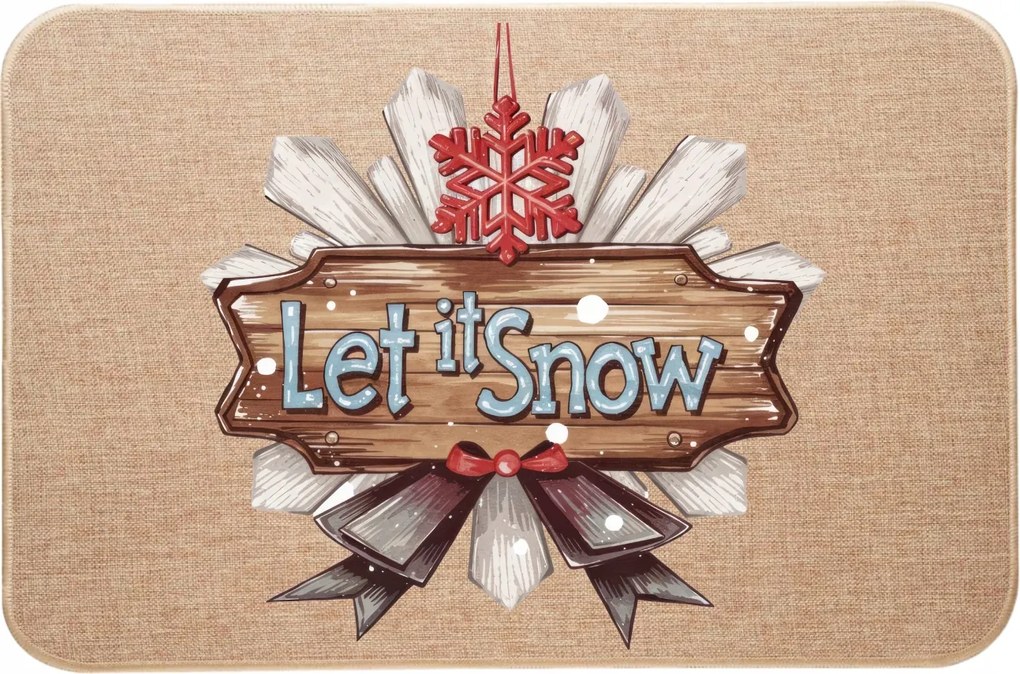 Karácsonyi lenvászon Lábtörlő dekoráció karácsonyra Let it Snow