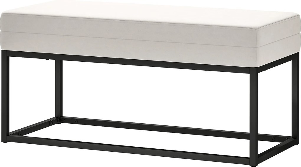 HOMCOM Modern és Minimalista Előszobai Pad Állítható Lábakkal, Kárpitozott Hálószobai Pad Velúrból és Acélból, 94x42x44 cm, Tejfehér | Aosom