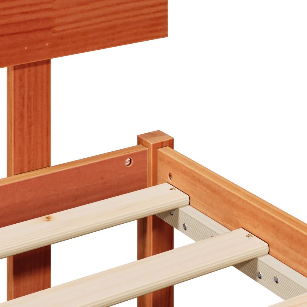 vidaXL Ágykeret fejtámlával Faggyú barna 90 x 200 cm Tömör fenyőfa