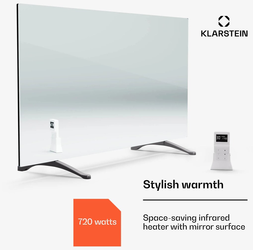 Klarstein Marvel Mirror 720, infravörös fűtőtest, 720 W, heti időzítő, tükör