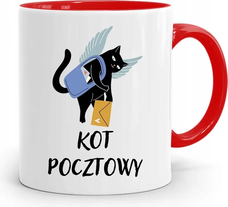 Piros Bögre Ajándék Postásnak Postai Macska fényképes nyomtatással
