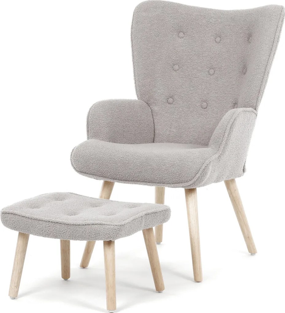 Szürke relaxfotel, boucle szövet kárpitozással, AK-319 GREY2
