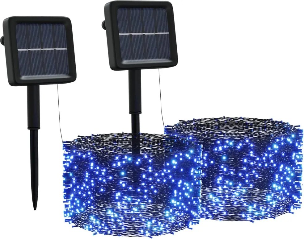 vidaXL 2 db 2x200 LED-es kék bel-/kültéri napelemes fényfüzér