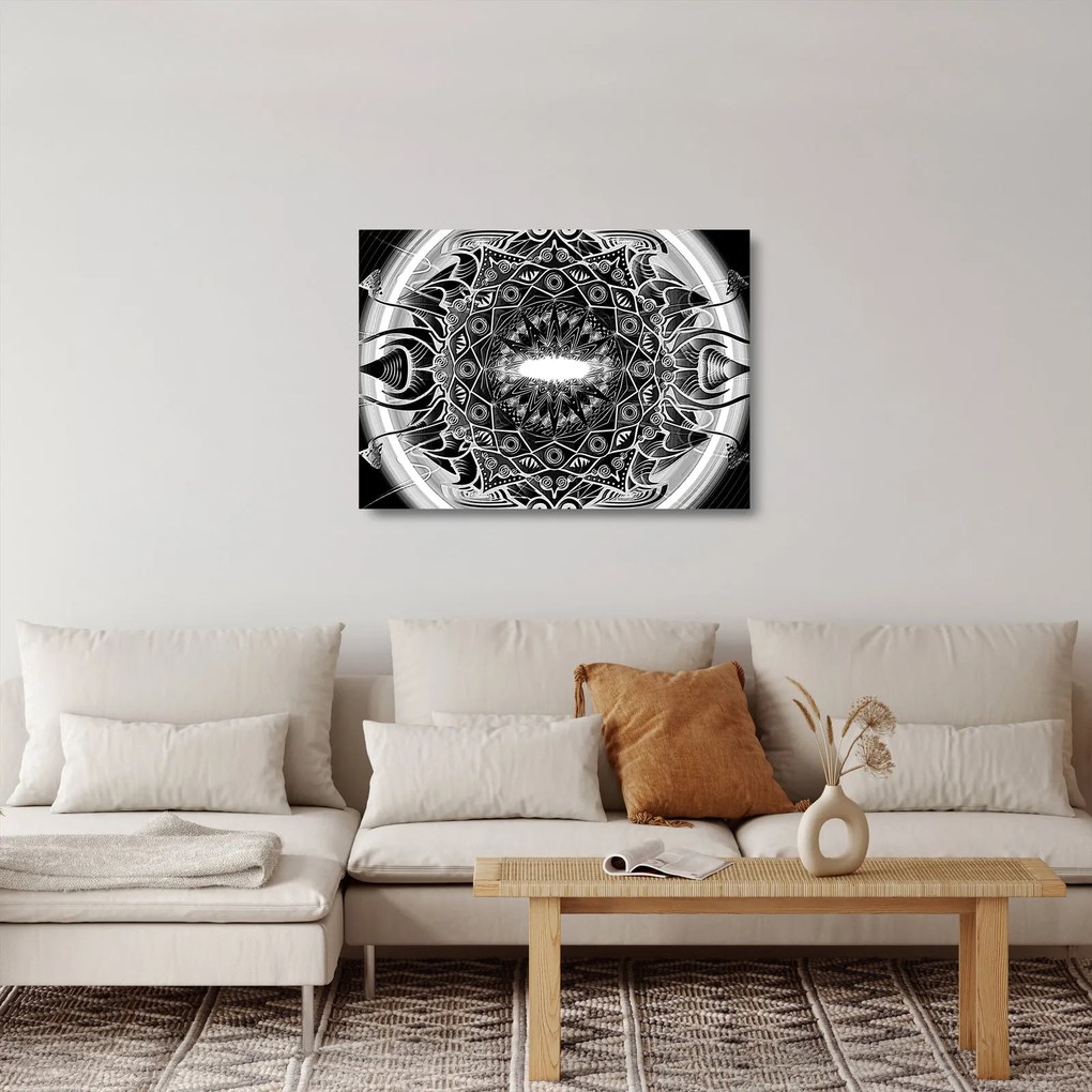 Fekete-fehér díszek képe (üvegen) (70x50 cm)