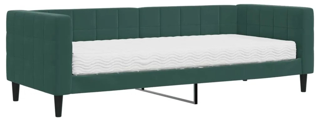 sötétzöld bársony heverő matraccal 80 x 200 cm